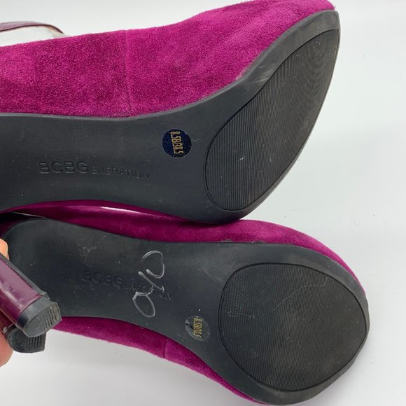 BCBGeneration Fuchsia Suede Ankle Strap Heels - Picture 6 of 10